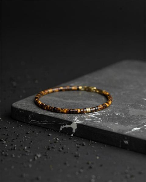 2 mm Armband mit Tigerauge-Steinen und Titanelement - Sphera Tiger